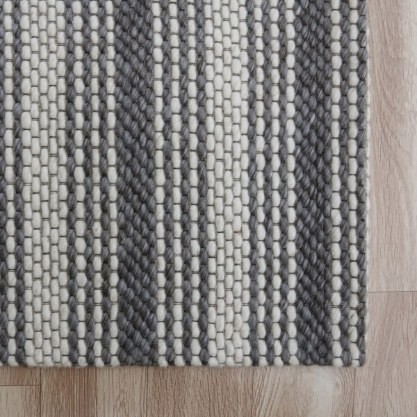 8' x 10' Gray and Ivory Striped Hand Woven Non Skid Area Rug