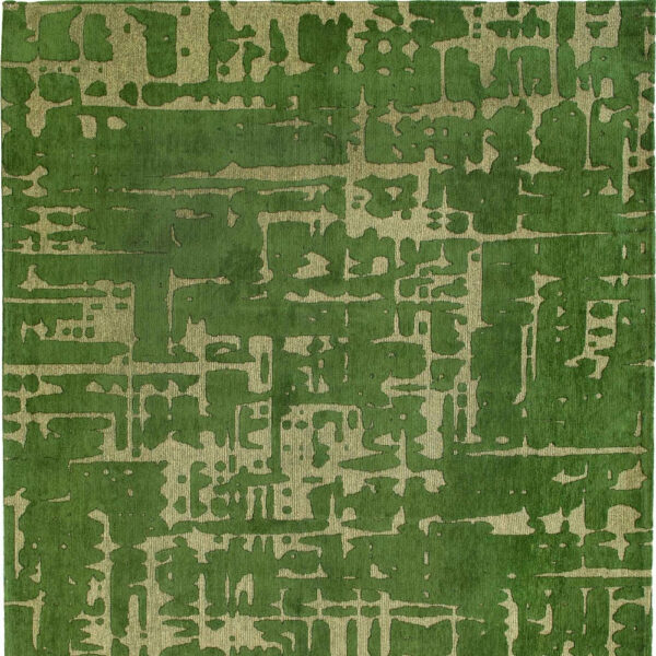 7' x 9' Green Abstract Non Skid Area Rug