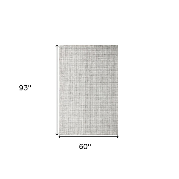 5' x 7' Gray and Ivory Wool Checkered Hand Tufted Area Rug