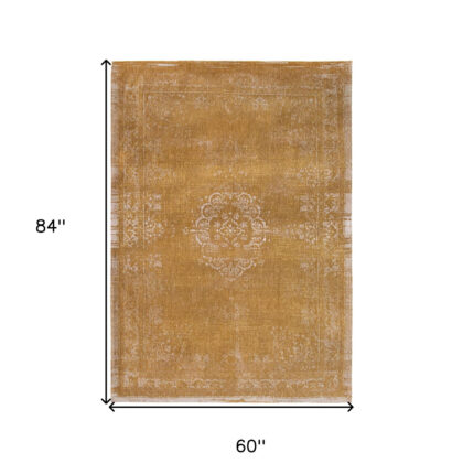 6' X 8' Orange and White Medallion Non Skid Area Rug