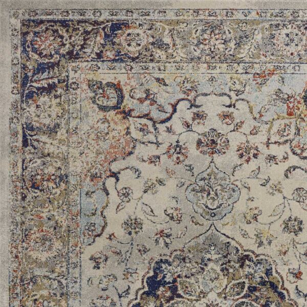 5'X8' Ivory Machine Woven Traditional Floral Medallion Indoor Area Rug
