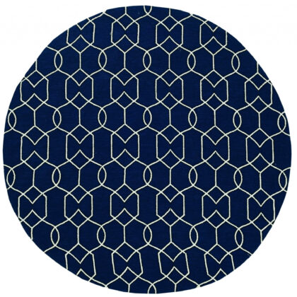 7' Round Navy Blue Round Moroccan Indoor Outdoor Area Rug