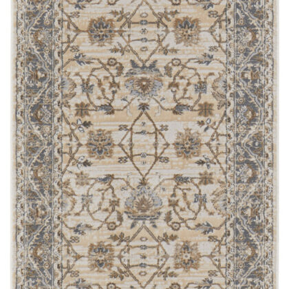 8' Brown and Ivory Oriental Power Loom Distressed Runner Rug