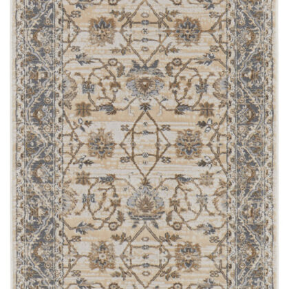 8' Brown and Ivory Oriental Power Loom Distressed Runner Rug
