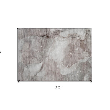 2' X 3' Taupe Abstract Washable Non Skid Indoor Outdoor Area Rug