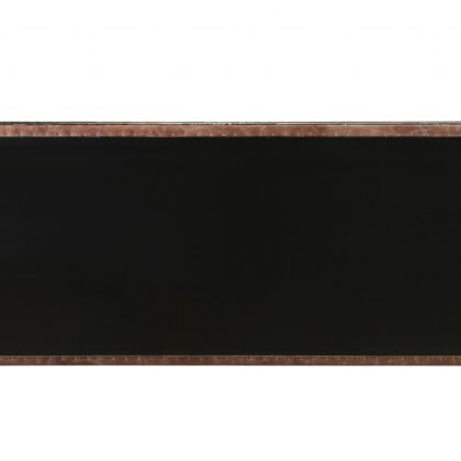52" Brown Silver and Black Leather And Aluminum Console Table With Two Drawers