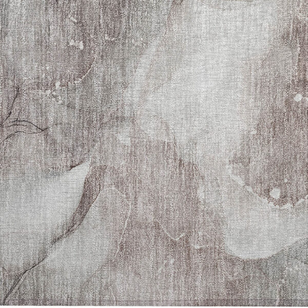 2' X 3' Taupe Abstract Washable Non Skid Indoor Outdoor Area Rug
