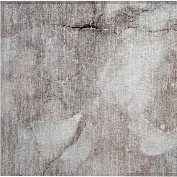 2' X 3' Taupe Abstract Washable Non Skid Indoor Outdoor Area Rug