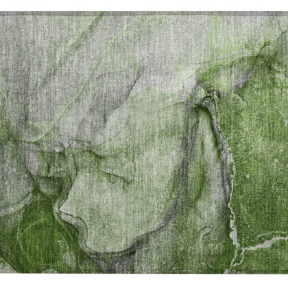 2' X 3' Olive Green Abstract Washable Non Skid Indoor Outdoor Area Rug