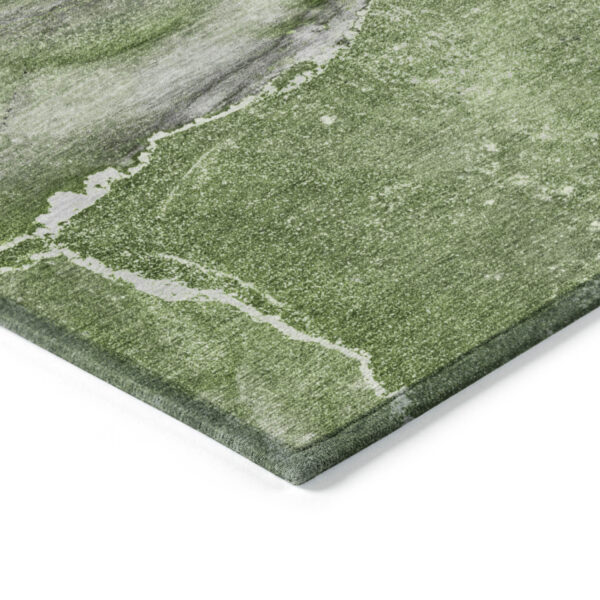 2' X 3' Olive Green Abstract Washable Non Skid Indoor Outdoor Area Rug