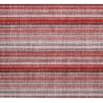 2' X 3' Gray Pink and Red Striped Washable Non Skid Indoor Outdoor Area Rug
