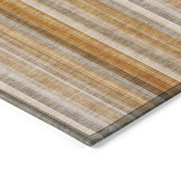 8' X 10' Orange Ivory and Gray Striped Washable Non Skid Indoor Outdoor Area Rug