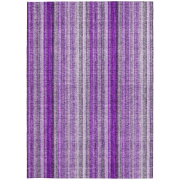 8' X 10' Purple Striped Washable Non Skid Indoor Outdoor Area Rug