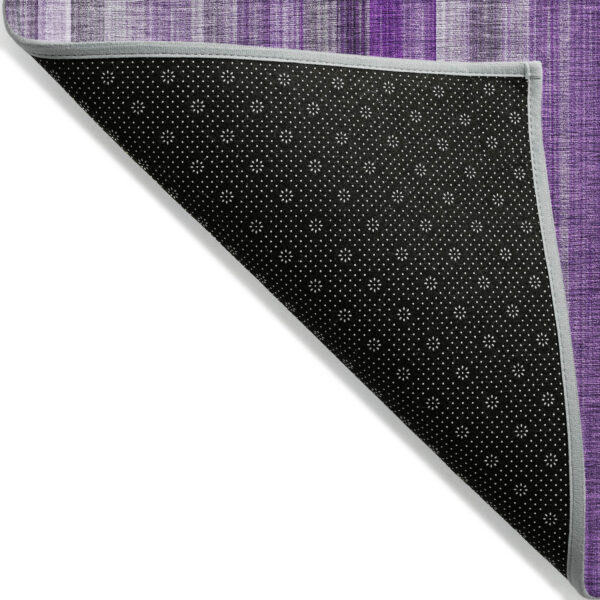 8' X 10' Purple Striped Washable Non Skid Indoor Outdoor Area Rug