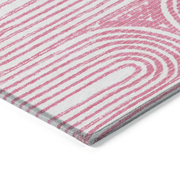 8' Round Blush Round Abstract Washable Non Skid Indoor Outdoor Area Rug
