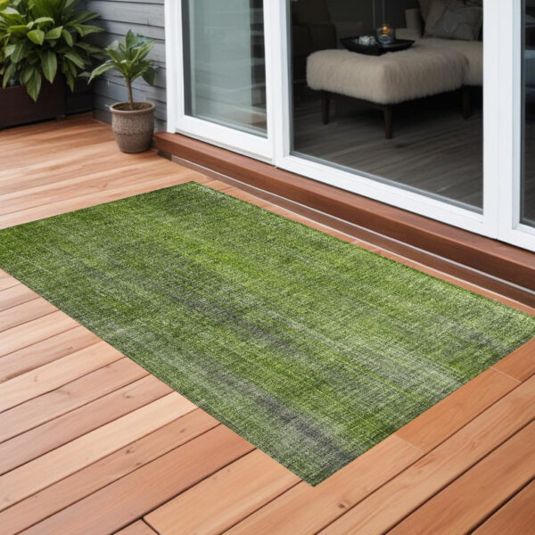 3' X 5' Green Striped Washable Non Skid Indoor Outdoor Area Rug