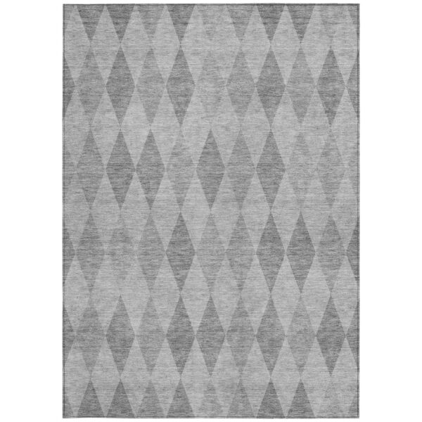 5' X 8' Gray Geometric Washable Non Skid Indoor Outdoor Area Rug