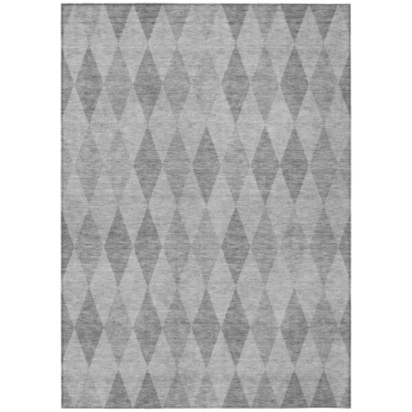 5' X 8' Gray Geometric Washable Non Skid Indoor Outdoor Area Rug