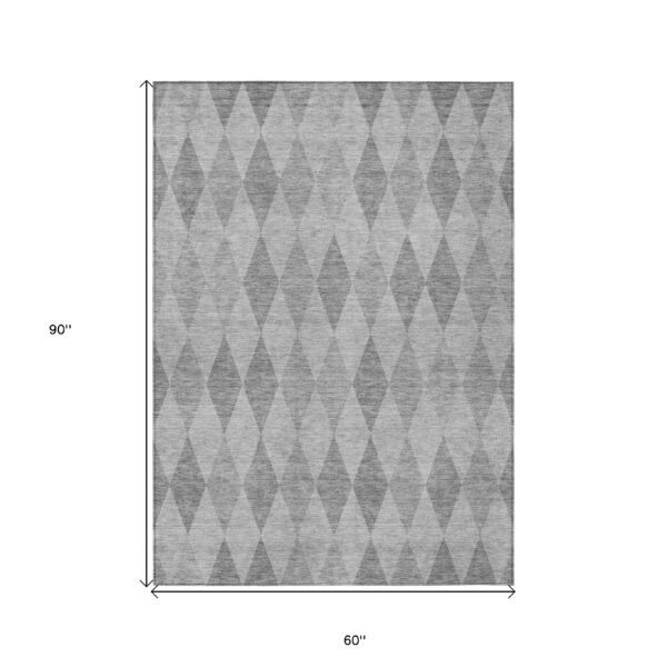 5' X 8' Gray Geometric Washable Non Skid Indoor Outdoor Area Rug