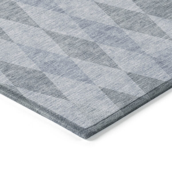 10' X 14' Denim Blue Geometric Washable Non Skid Indoor Outdoor Area Rug