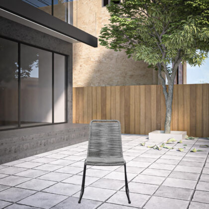 Set of Two 23" Gray Metal Outdoor Dining Chair