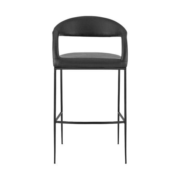 26" Black Faux Leather and Iron Low Back Counter Height Bar Chair