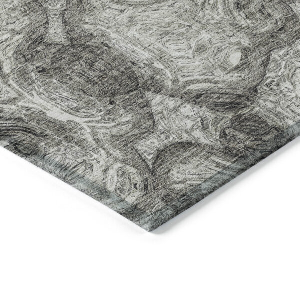 3' X 5' Silver Taupe And Ivory Abstract Washable Indoor Outdoor Area Rug