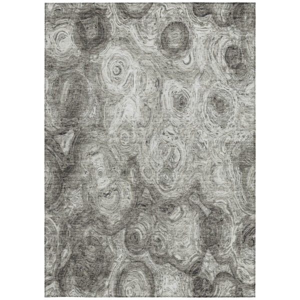 3' X 5' Silver Taupe And Ivory Abstract Washable Indoor Outdoor Area Rug