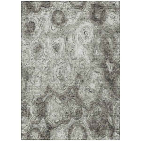 3' X 5' Silver Taupe And Ivory Abstract Washable Indoor Outdoor Area Rug