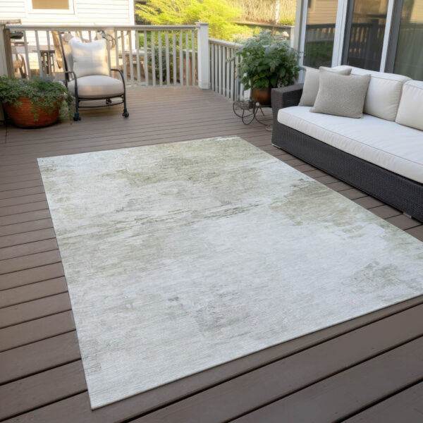 8' X 10' Ivory Beige And Taupe Abstract Washable Indoor Outdoor Area Rug