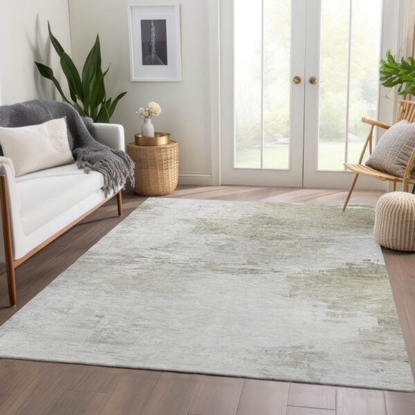 8' X 10' Ivory Beige And Taupe Abstract Washable Indoor Outdoor Area Rug