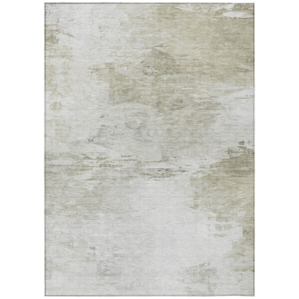 8' X 10' Ivory Beige And Taupe Abstract Washable Indoor Outdoor Area Rug