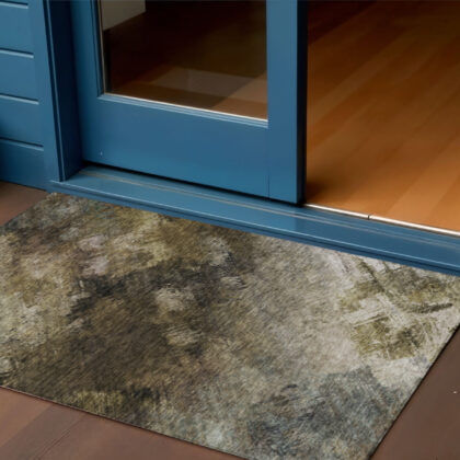 3' X 5' Chocolate And Beige Abstract Washable Indoor Outdoor Area Rug