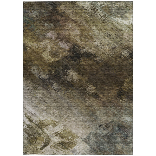 3' X 5' Chocolate And Beige Abstract Washable Indoor Outdoor Area Rug