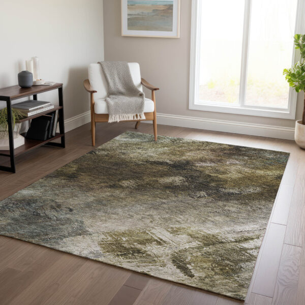 3' X 5' Chocolate And Beige Abstract Washable Indoor Outdoor Area Rug