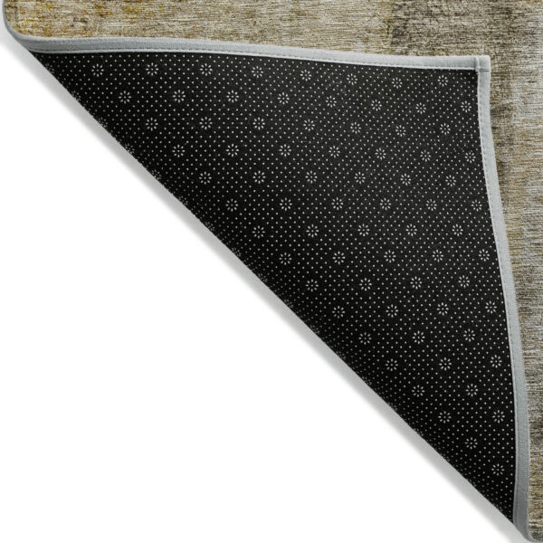 9' X 12' Brown Taupe And Gold Abstract Washable Indoor Outdoor Area Rug