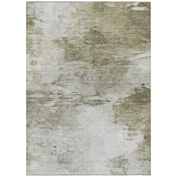 9' X 12' Taupe Beige And Brown Abstract Washable Indoor Outdoor Area Rug