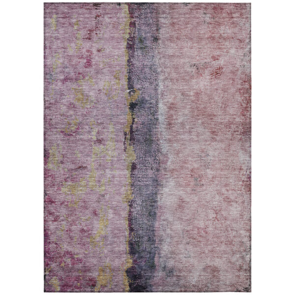 9' X 12' Blush Pink And Purple Abstract Washable Indoor Outdoor Area Rug