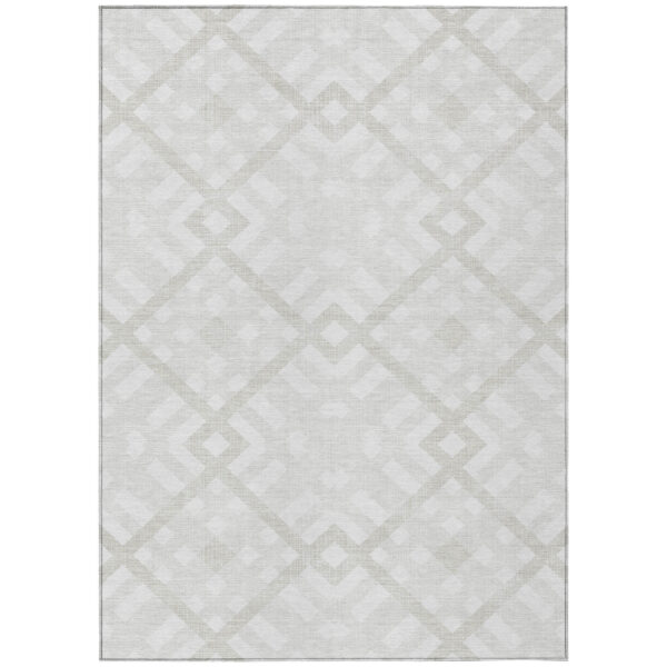 3' X 5' Ivory Beige And Tan Geometric Washable Indoor Outdoor Area Rug
