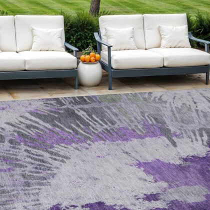 8' X 10' Purple Lilac And Eggplant Abstract Washable Indoor Outdoor Area Rug