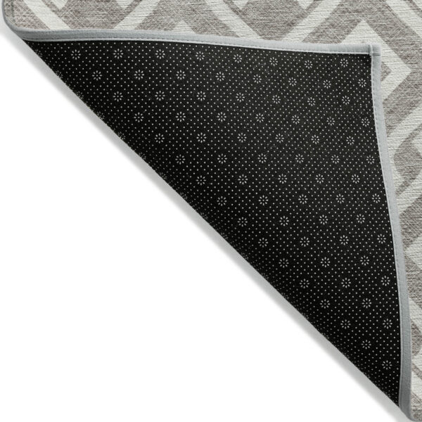 5' X 8' Taupe And Ivory Geometric Washable Indoor Outdoor Area Rug