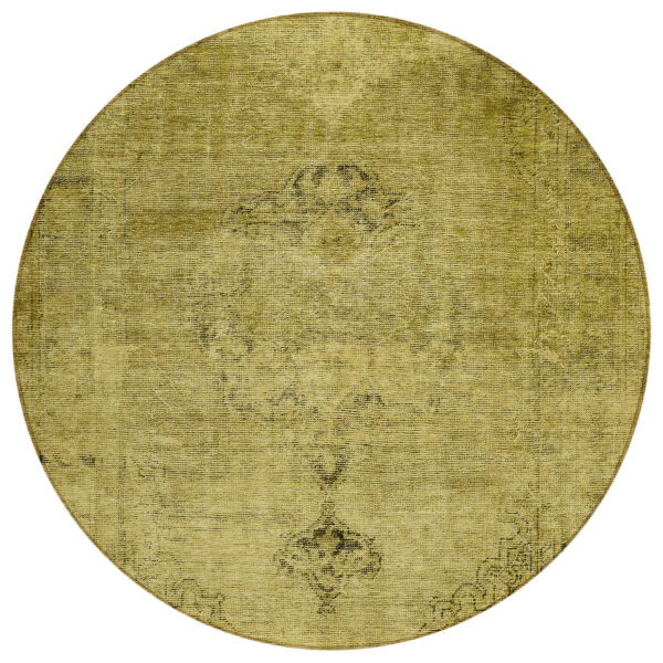 8' Gold Brown And Wheat Round Oriental Washable Indoor Outdoor Area Rug