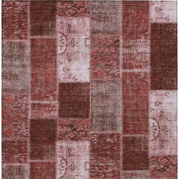 3' X 5' Burgundy Merlot And Blush Patchwork Washable Indoor Outdoor Area Rug