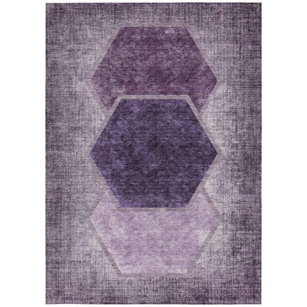8' X 10' Eggplant Purple And Lavender Geometric Washable Indoor Outdoor Area Rug