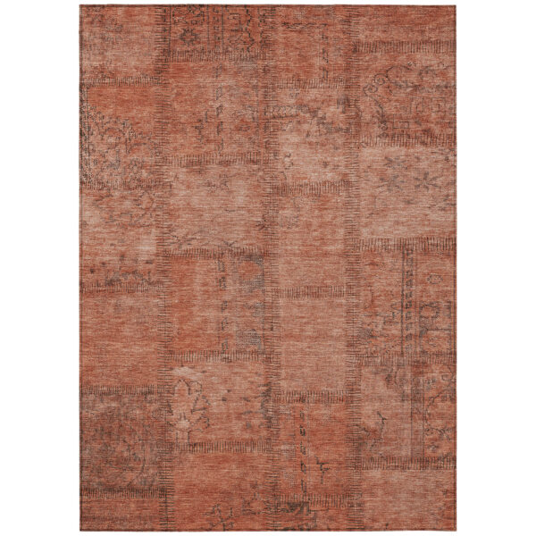 10' X 14' Salmon Copper And Gray Patchwork Washable Indoor Outdoor Area Rug