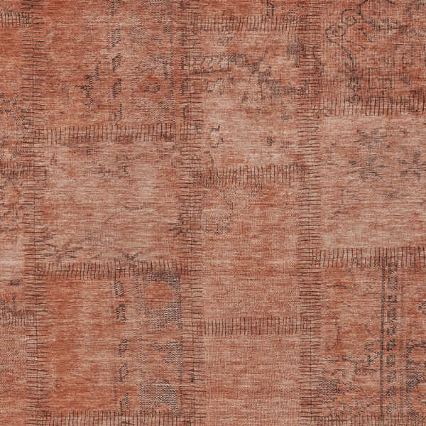 10' X 14' Salmon Copper And Gray Patchwork Washable Indoor Outdoor Area Rug