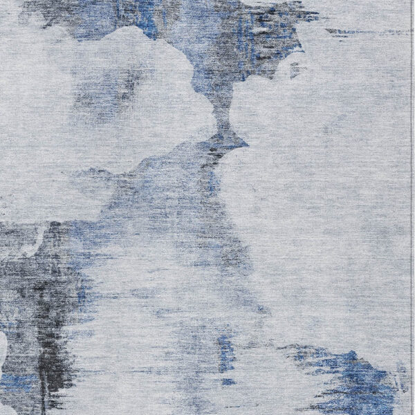 3' X 5' Navy Blue And Ivory Abstract Washable Indoor Outdoor Area Rug