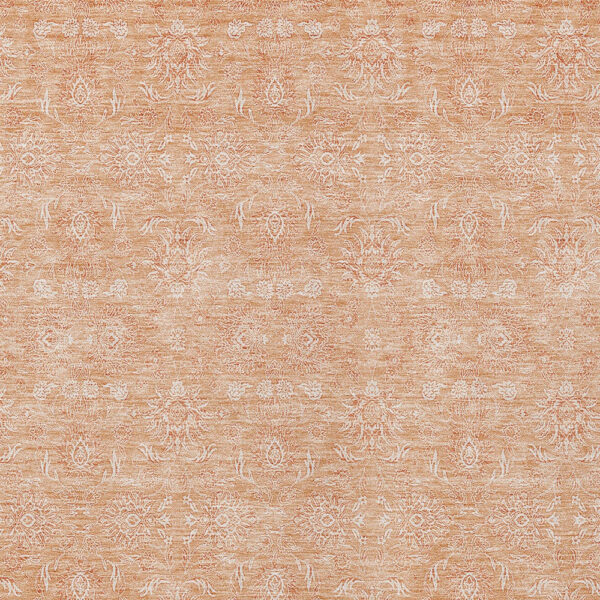 8' X 10' Peach And Ivory Floral Washable Indoor Outdoor Area Rug