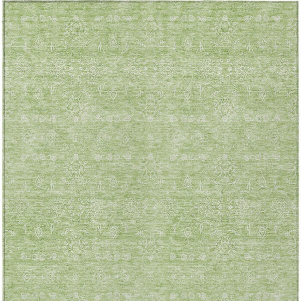 8' X 10' Artichoke Green Mint Green And Ivory Floral Washable Indoor Outdoor Area Rug