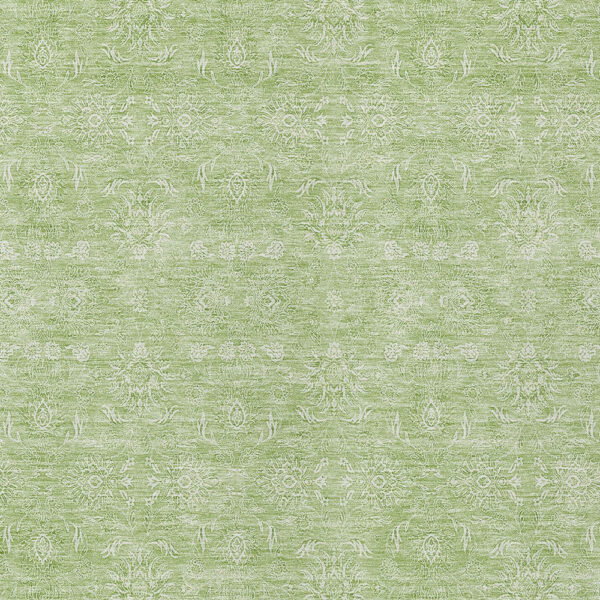8' X 10' Artichoke Green Mint Green And Ivory Floral Washable Indoor Outdoor Area Rug